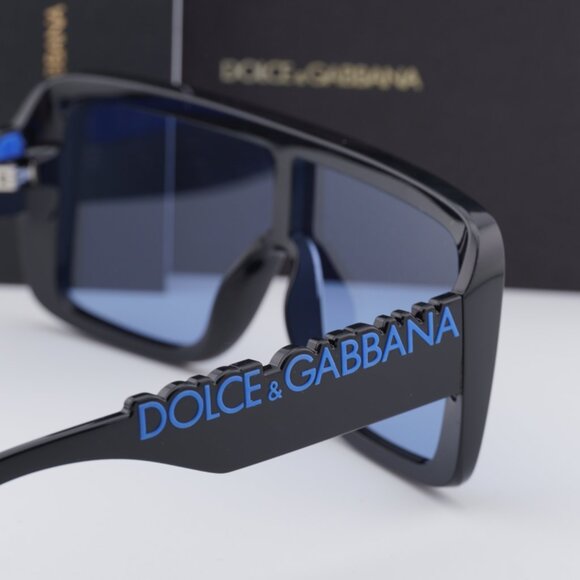 Dolce & Gabbana DG6204 501/80 Shield Sunglasses - Shiny Black/Blue main image 7
